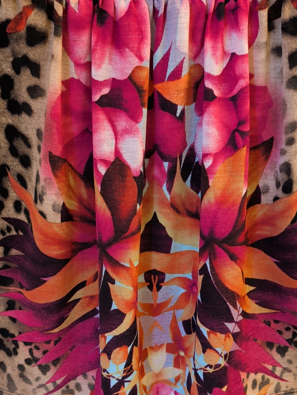 Bold Floral Leopard Print Halter Top | Pink Tropical Boho Y2K Summer Small - Picture 6 of 10
